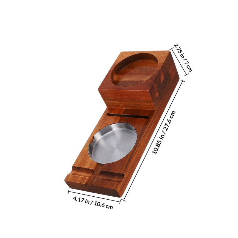 Rustic Wood Cigar Ashtray With Drawer And Whiskey Glass Holder For Home Bar - Image 3