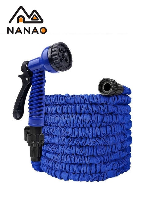 Expandable Garden Hose 45M, Flexible Water Hose 45M with 7 Spray Nozzle, Durable 3-Layer Latex Car Wash Hose with Solid Brass Connector, Leakproof Lightweight Pipe for Watering Washing