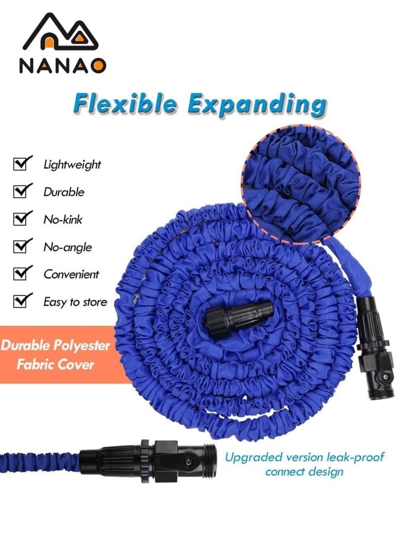 Expandable Garden Hose 45M, Flexible Water Hose 45M with 7 Spray Nozzle, Durable 3-Layer Latex Car Wash Hose with Solid Brass Connector, Leakproof Lightweight Pipe for Watering Washing