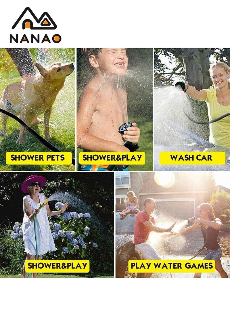 Expandable Garden Hose 45M, Flexible Water Hose 45M with 7 Spray Nozzle, Durable 3-Layer Latex Car Wash Hose with Solid Brass Connector, Leakproof Lightweight Pipe for Watering Washing