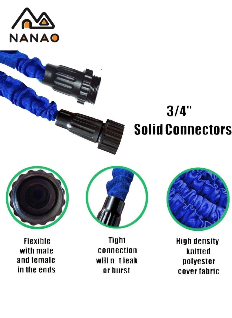 Expandable Garden Hose 45M, Flexible Water Hose 45M with 7 Spray Nozzle, Durable 3-Layer Latex Car Wash Hose with Solid Brass Connector, Leakproof Lightweight Pipe for Watering Washing