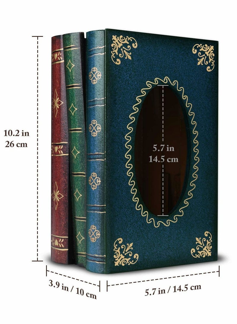NIBEMINENT Classical Retro Wooden Antique Book Tissue Box Cover Rectangular Holder Dispenser Paper Case Napkin Home Decor for Bathroom Living Room Office car Kitchen - Image 3