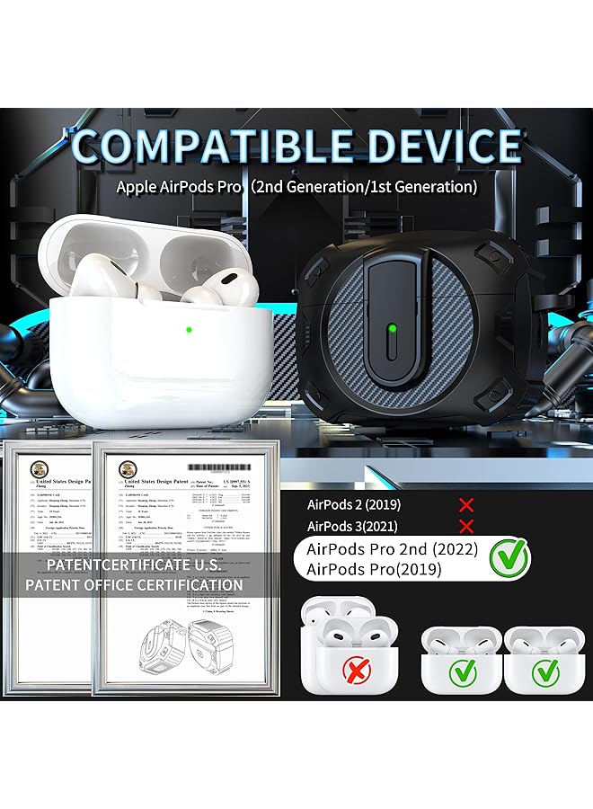erorex For Airpods Pro 2Nd Generation Protective Case 2024 New Space Themed Protective Case With Keychain Compatible With Airpods Pro 1 2 And Works With Magsafe Powerful Drop Protection Black  - Image 2