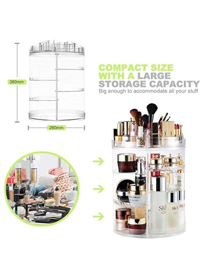 ORiTi MakEUp Organizer 360 Degree Rotating Adjustable Cosmetic Storage Display Case With 8 Layers Large Capacity, Fits Jewelry,MakEUp Brushes, Lipsticks And More, Clear Transparent  - Image 3