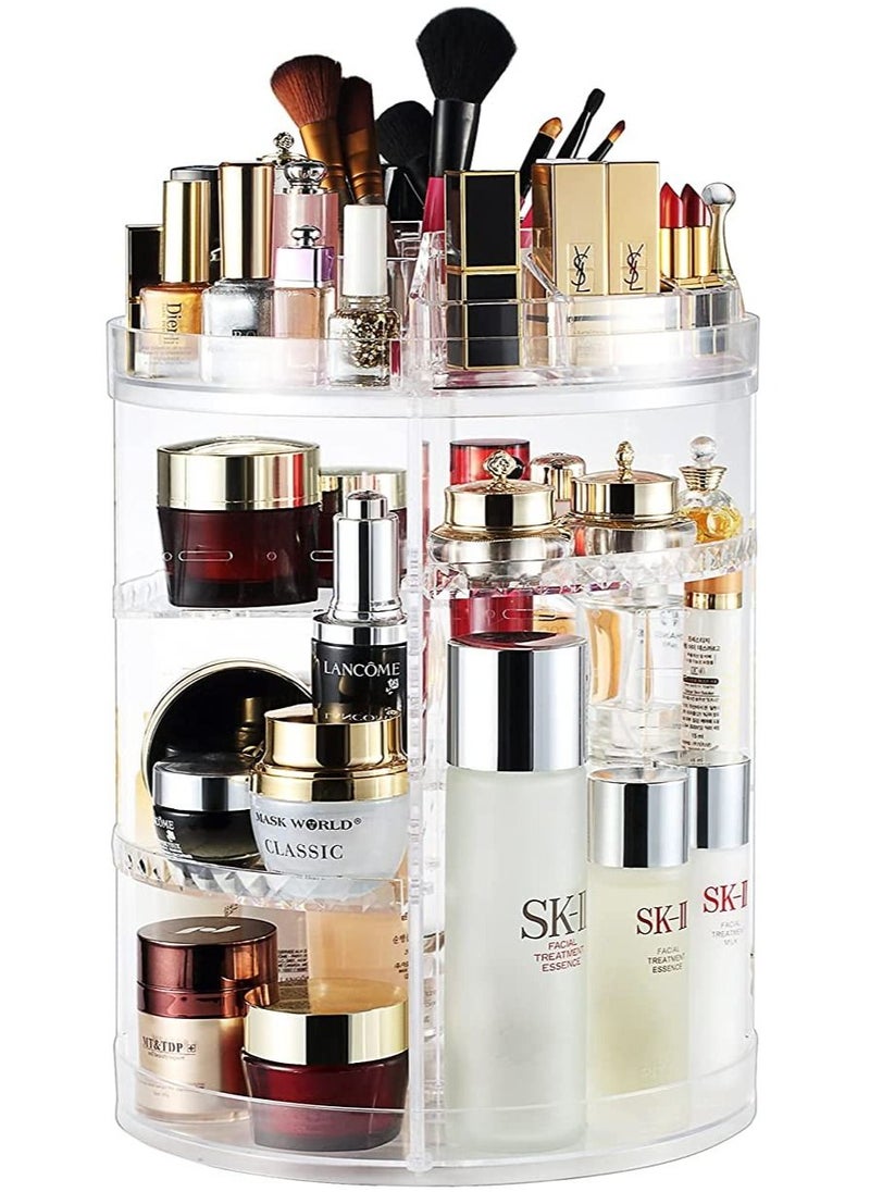 ORiTi MakEUp Organizer 360 Degree Rotating Adjustable Cosmetic Storage Display Case With 8 Layers Large Capacity, Fits Jewelry,MakEUp Brushes, Lipsticks And More, Clear Transparent  - Image 1