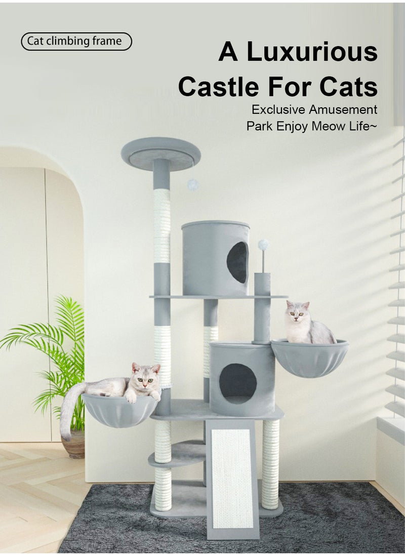 Kidle - Cat Climbing Frame All-in-One Cat Nest Cat Tree Large Sisal Toys - Image 1
