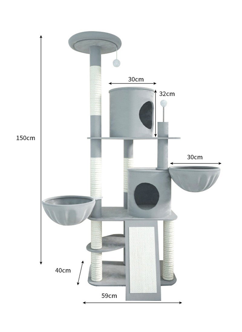 Kidle - Cat Climbing Frame All-in-One Cat Nest Cat Tree Large Sisal Toys - Image 1