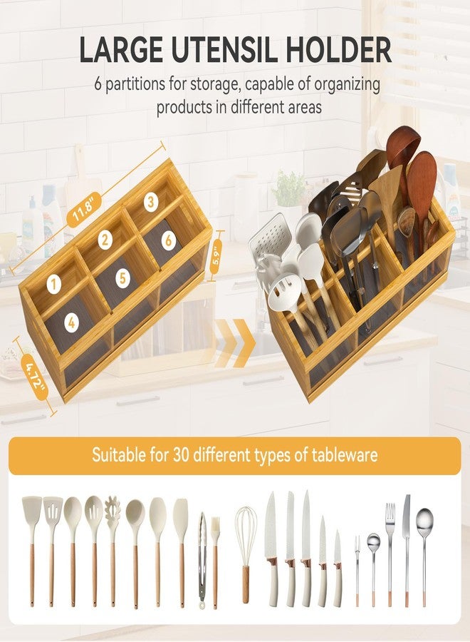 Yofidra Utensil holder for Kitchen Counter: Large Utensils Holder with Cooking Utensil Holder，Kitchen countertop Utensil Organizer 11x5x9 - Image 5