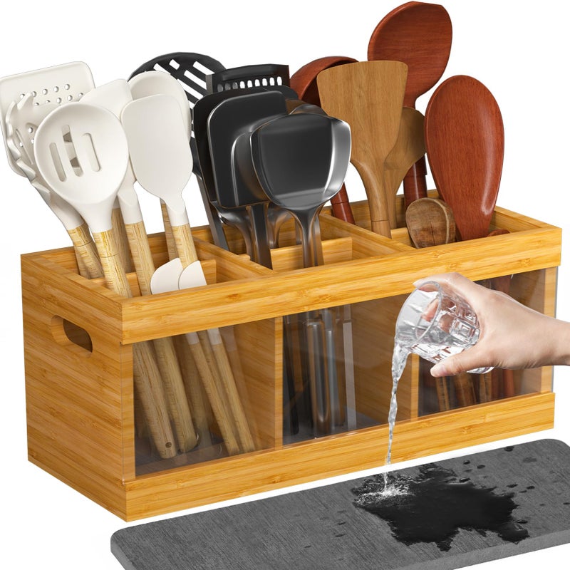 Yofidra Utensil holder for Kitchen Counter: Large Utensils Holder with Cooking Utensil Holder，Kitchen countertop Utensil Organizer 11x5x9 - Image 1