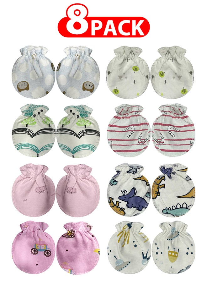MARGOUN 8 Packs Newborn Baby Mittens Anti Scratch Baby Mittens No Scratch Mittens Baby Gloves for 0-6 Months Boys Girls Multicolour  - Image 1