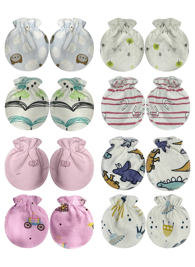 MARGOUN 8 Packs Newborn Baby Mittens Anti Scratch Baby Mittens No Scratch Mittens Baby Gloves for 0-6 Months Boys Girls Multicolour  - Image 2