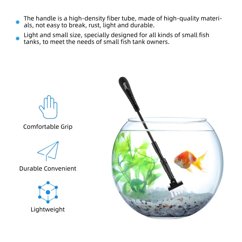 hygger Small Fish Tank Cleaner, Aquarium Cleaning Tools Kit with Handle, Seaweed Scraper, Fishing Net, Sponge Brush,Wall Brush (S) - Image 5