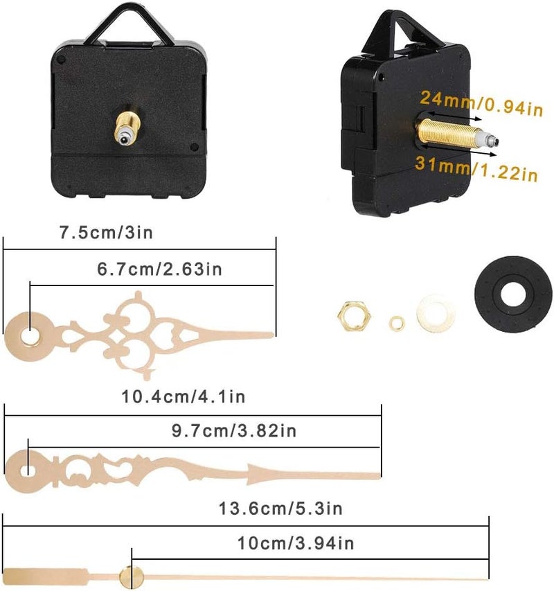 Carkio High Torque Clock Replacement Movement,Clock Movement Metal Clock Needle Kit,31MM Long DIY Repair Quartz Wall Clock Movement,8 PCS - Image 2