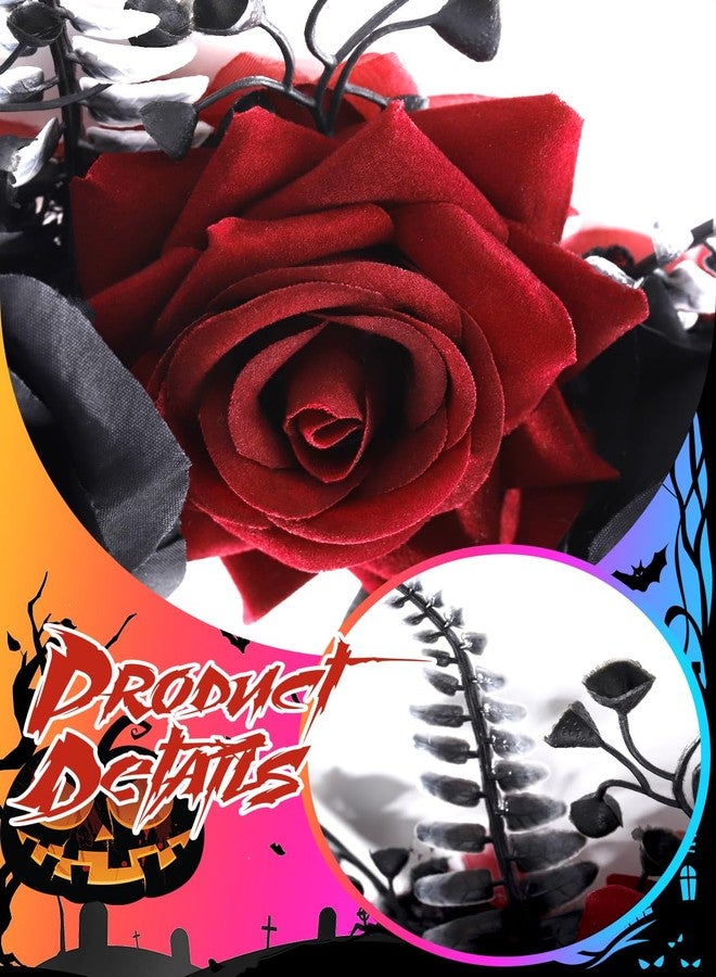 Urieo Halloween Flower Headband Gothic Rose Headpiece Cosplay Costume Hair Accessories for Women - Image 5