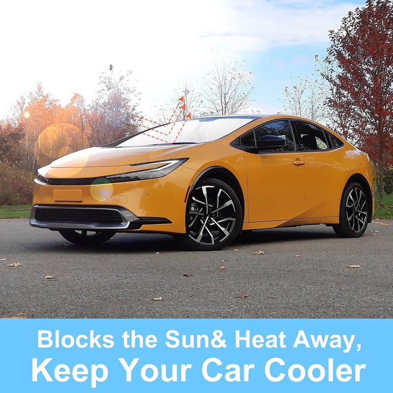 TINGLU Sun Shade for Toyota Prius 2023-2025 Accessories Windshield Sun Shade Window Shade UV Rays Protection Sun Visor Cover with Steering Wheel Sunshade Storage Bag - Image 5