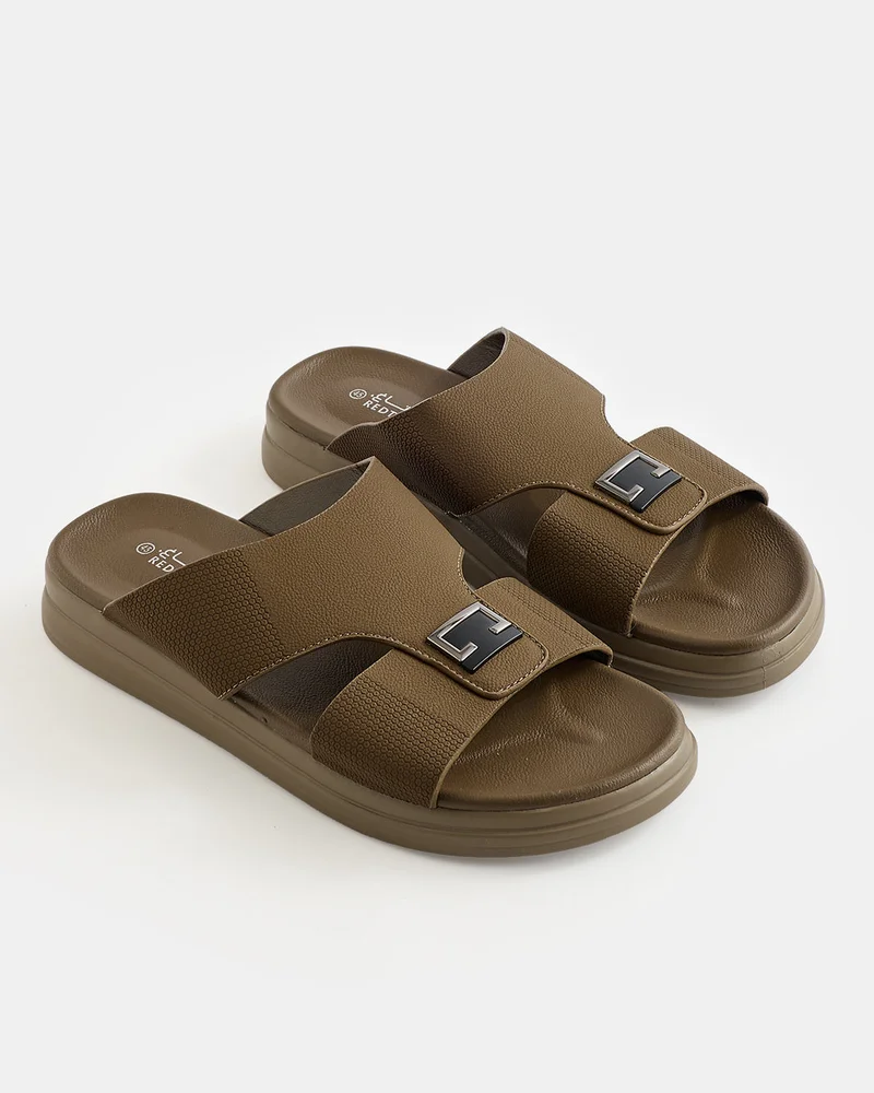 REDTAG Men Brown Textured Platform Sandals
