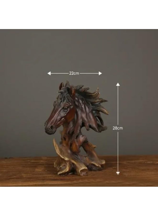 Home Decoration Arts Animal Head Sculptures Craft Ornaments (Wood Horse head) - Image 2