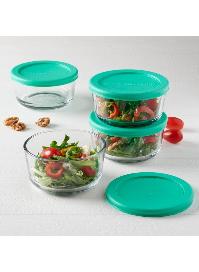 أنكور هوكينغ حاويات تخزين زجاجية من أنكور هوكينج، سعة كوبين، مع أغطية، مجموعة من 4 حاويات تخزين طعام زجاجية مع أغطية Mint SnugFit - Image 2