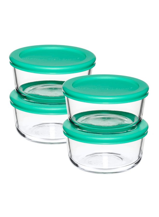 أنكور هوكينغ حاويات تخزين زجاجية من أنكور هوكينج، سعة كوبين، مع أغطية، مجموعة من 4 حاويات تخزين طعام زجاجية مع أغطية Mint SnugFit - Image 1