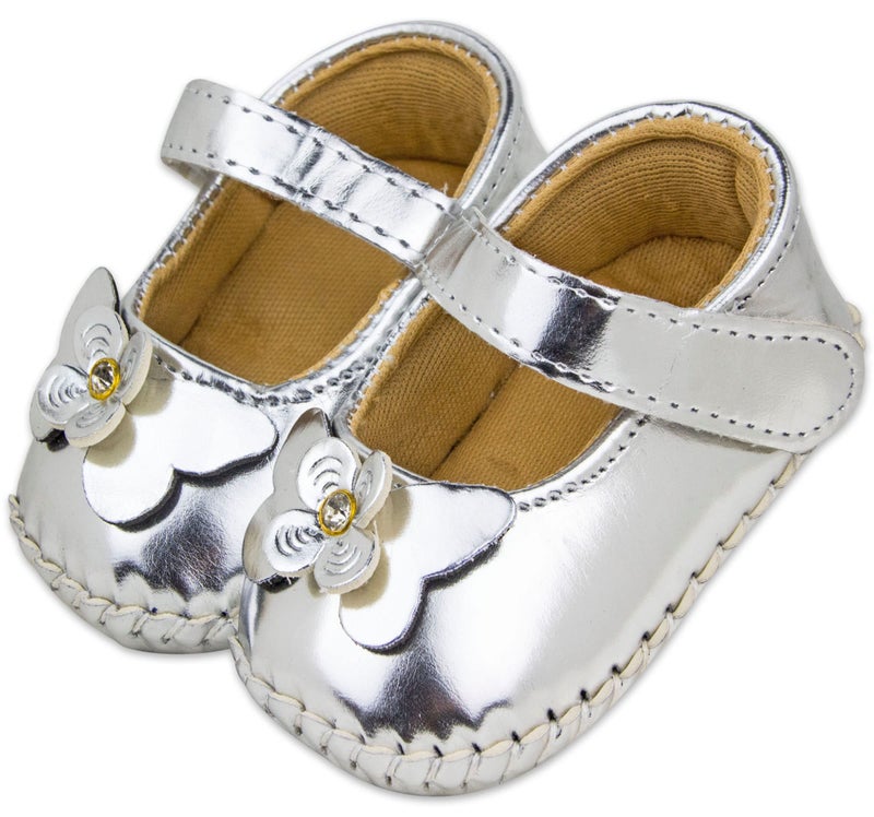 Neska Moda 6 To 12 Months Baby Girls Synthetic Leather/Rexine Floral Baby Sandal Booties (Gold)-BT1209 - Image 1