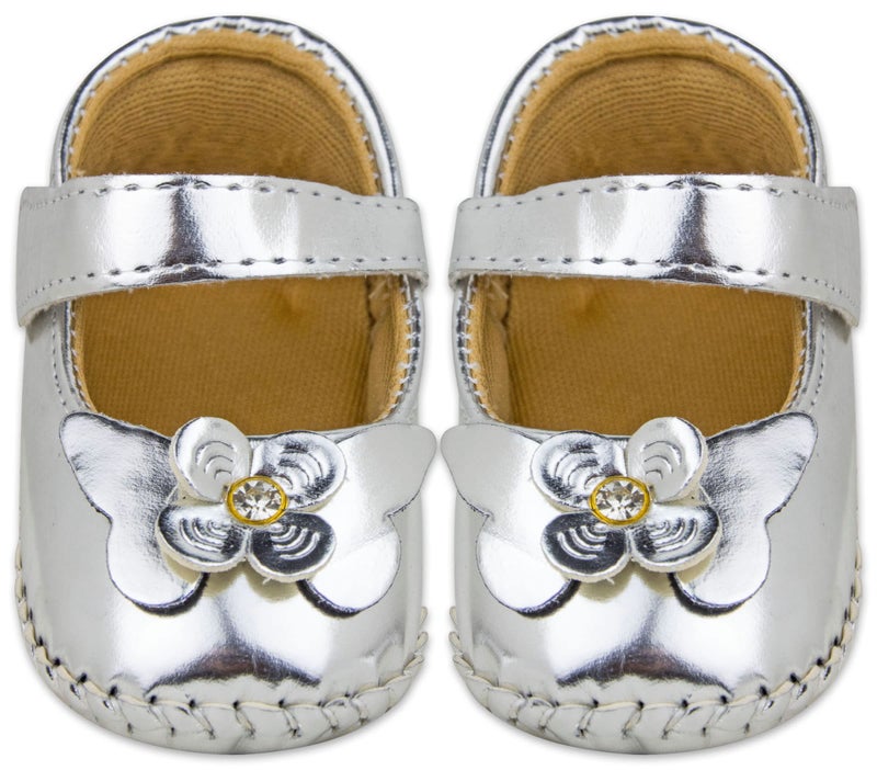 Neska Moda 6 To 12 Months Baby Girls Synthetic Leather/Rexine Floral Baby Sandal Booties (Gold)-BT1209 - Image 5