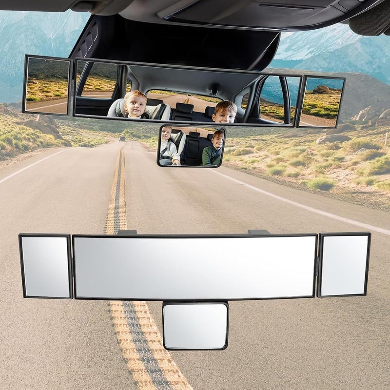 Massmot Car Rear View Mirror Interior Mirror Wide Angle Panorama Safety Mirror Interior Mirror Large Vision Mirror 1Pcs (Black-3) - Image 1