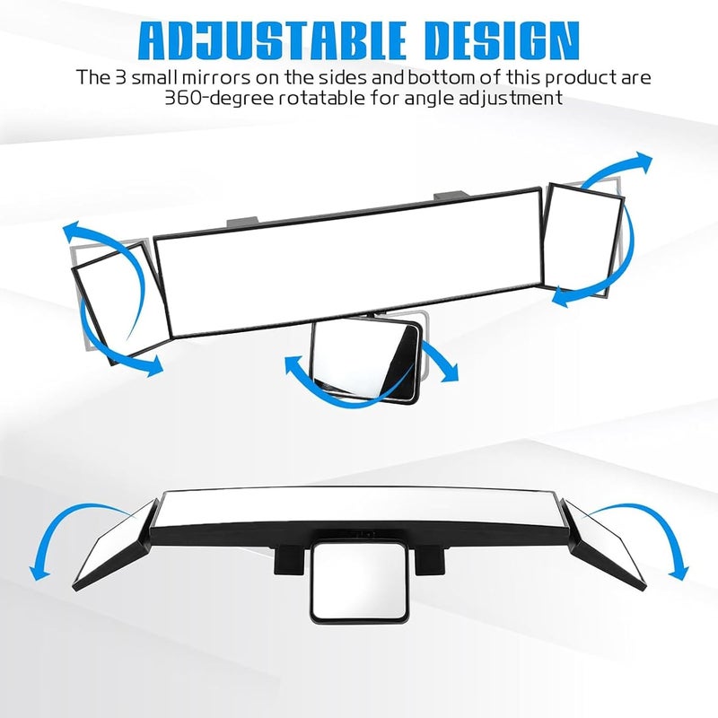 Massmot Car Rear View Mirror Interior Mirror Wide Angle Panorama Safety Mirror Interior Mirror Large Vision Mirror 1Pcs (Black-3) - Image 3