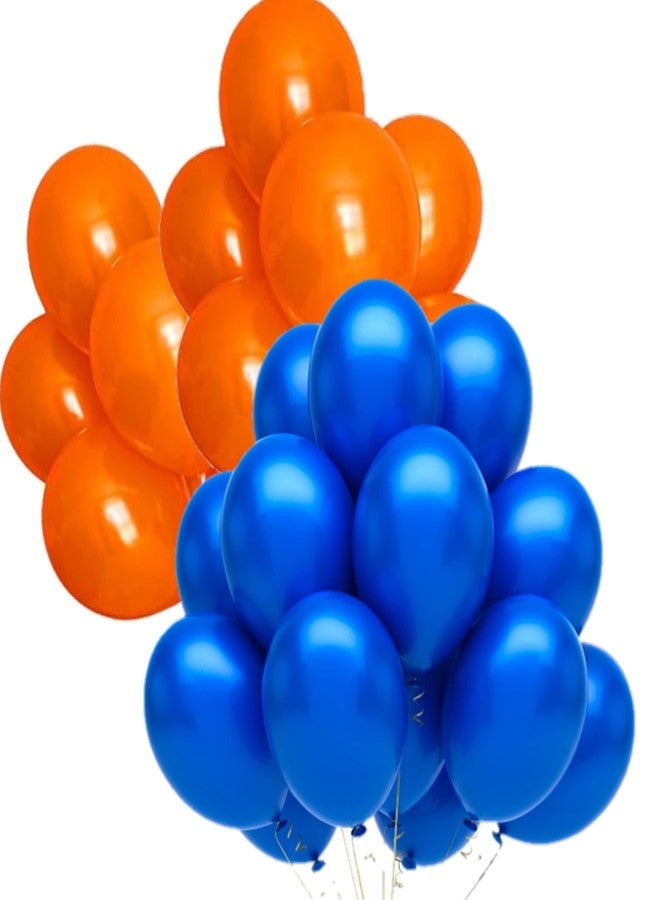DUL DUL Dark Blue / Orange Color Metallic latex balloons for birthday/Party decoration 50 Pcs -Combo metallic balloons pack of 25 pcs Dark Blue - 25 pcs Orange Color Balloons /Baby ShowerTheme party,Combo of (DARK BLUE+ORANGE, 50)