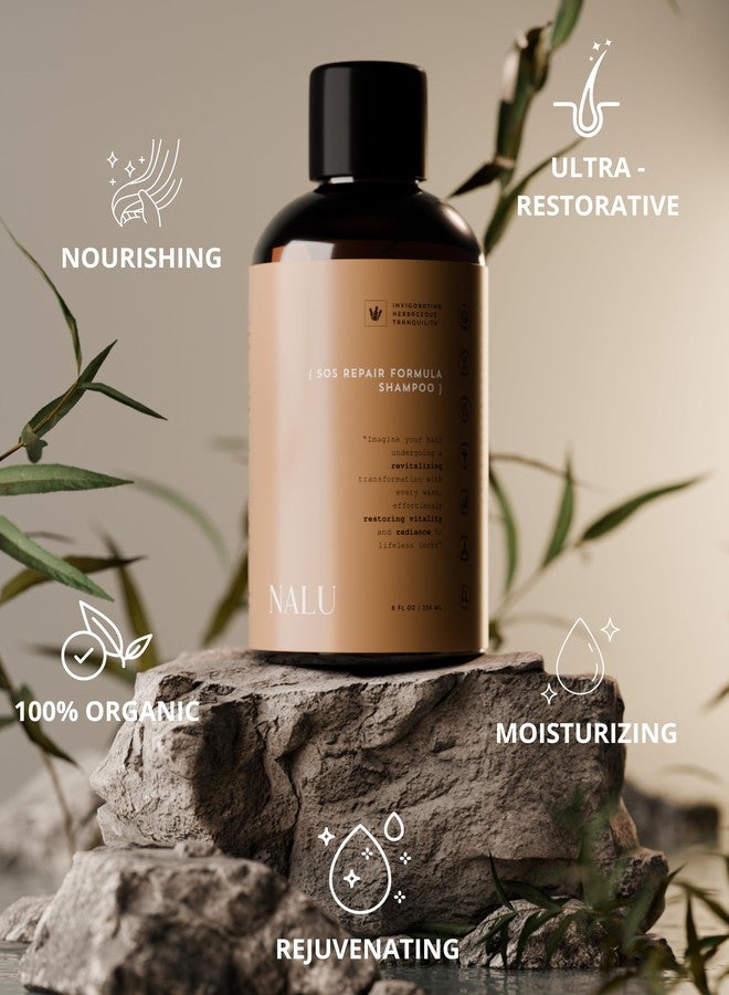 NALU Organic SOS Repair Formula Shampoo. For Locks in Need of Urgent Care. Enriched with Organic Botanical Hydrosols, Protein Complex & Essential Vitamins. All Hair Types, 8 Fl Oz. - Image 2