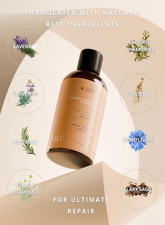 NALU Organic SOS Repair Formula Shampoo. For Locks in Need of Urgent Care. Enriched with Organic Botanical Hydrosols, Protein Complex & Essential Vitamins. All Hair Types, 8 Fl Oz. - Image 3