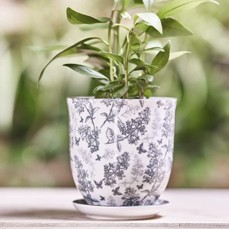 CHIVE â€˜Liberteâ€™ Ceramic Succulent Pots â€” 4.25â€ Cute Vintage Farmhouse Style Planters for Indoor Plants â€” Beautiful Home & Kitchen Decor â€” Grey Forest - Image 5