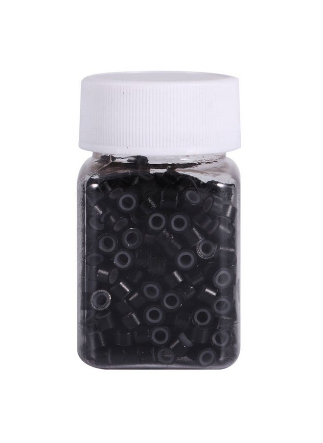 Filfeel Hair Extension Ring 4Mm Silicone Lined Hair Extension Link Rings Beads Loops Tools(2000 Pcs Black)  - Image 5