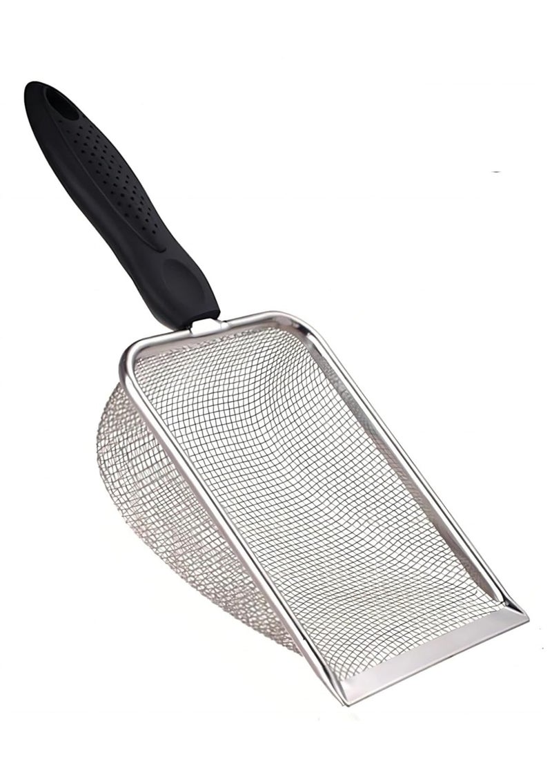 RATSAW Cat Litter Scoop Stainless Steel Mesh Scooper Long Handle Deep Shovel Non Stick Coated Metal Litter Scoop for Litter Box Kitten Pooper Lifter 3.8mm Hole Regular Cat Litter Scoop  - Image 1