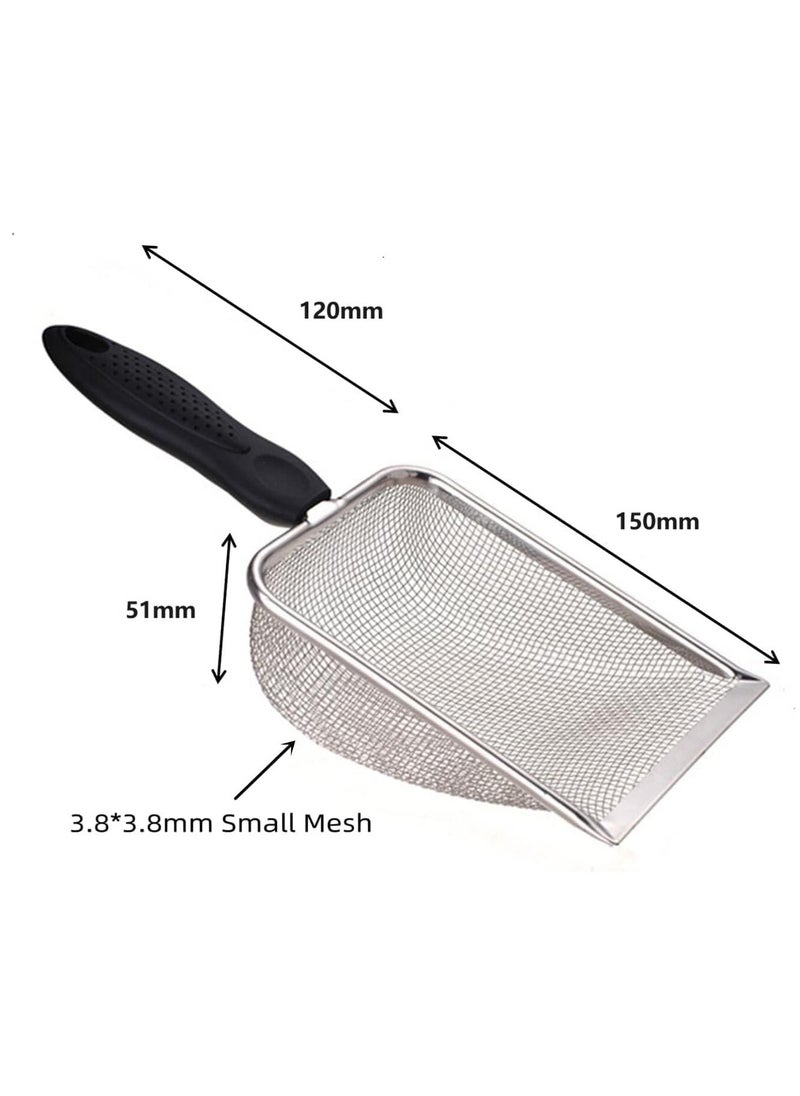 RATSAW Cat Litter Scoop Stainless Steel Mesh Scooper Long Handle Deep Shovel Non Stick Coated Metal Litter Scoop for Litter Box Kitten Pooper Lifter 3.8mm Hole Regular Cat Litter Scoop  - Image 2