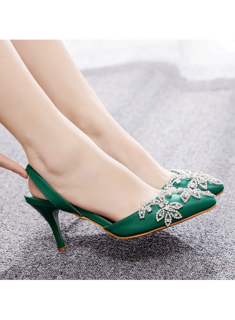 KUYING New Fashion Diamond Chain High Heels - Image 3