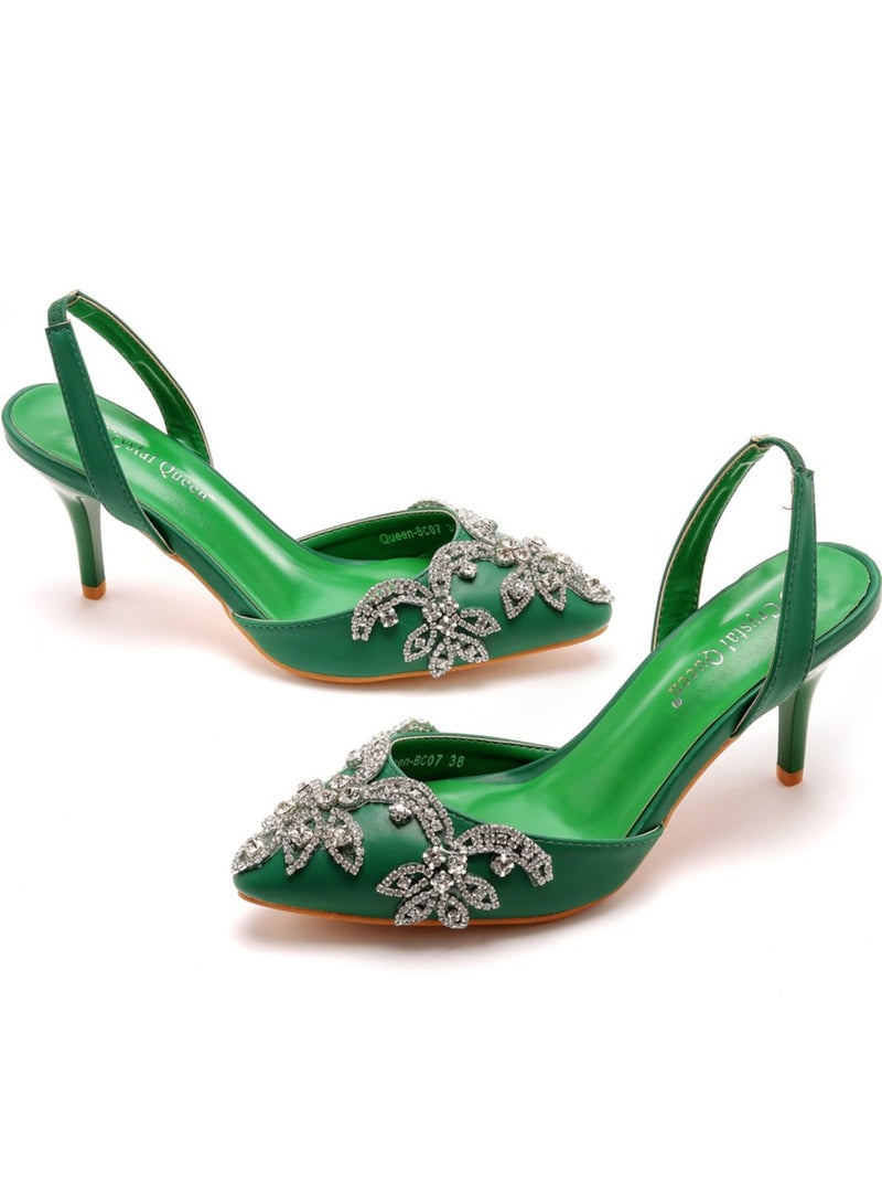 KUYING New Fashion Diamond Chain High Heels - Image 1