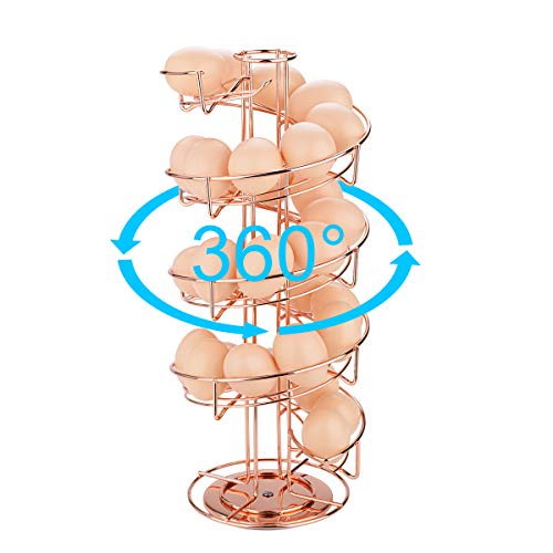 Toplife Spiral Design Metal Egg Skelter Dispenser Rack, Storage Display Rack, Rose Gold - Image 3