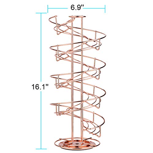 Toplife Spiral Design Metal Egg Skelter Dispenser Rack, Storage Display Rack, Rose Gold - Image 2