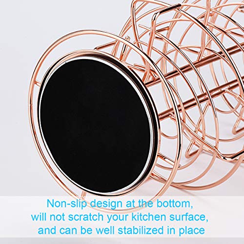 Toplife Spiral Design Metal Egg Skelter Dispenser Rack, Storage Display Rack, Rose Gold - Image 5