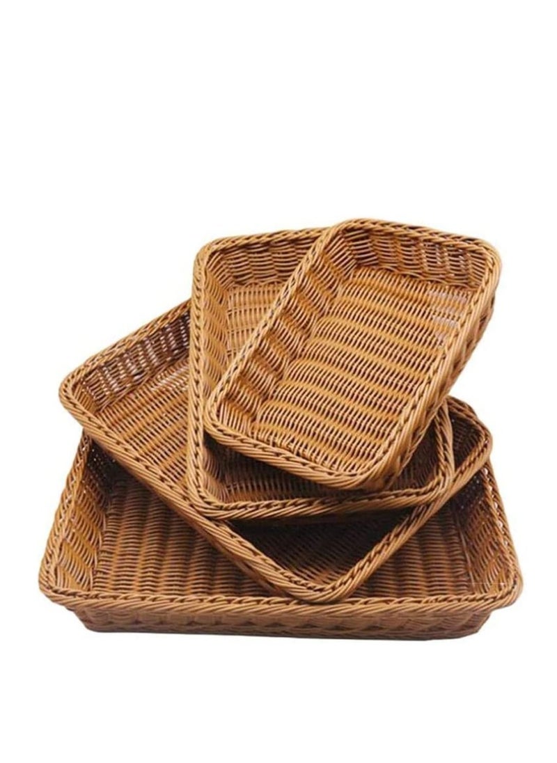 Generic FFD Wicker Bread Basket Handmade Woven Basket Tabletop Display Organizer Serving Baskets for Home Restaurant Hotel Food Fruit Vegetables Snacks Storage  - Image 1