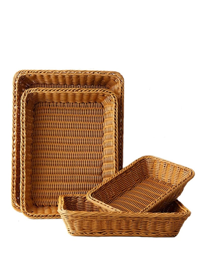 Generic FFD Wicker Bread Basket Handmade Woven Basket Tabletop Display Organizer Serving Baskets for Home Restaurant Hotel Food Fruit Vegetables Snacks Storage  - Image 4