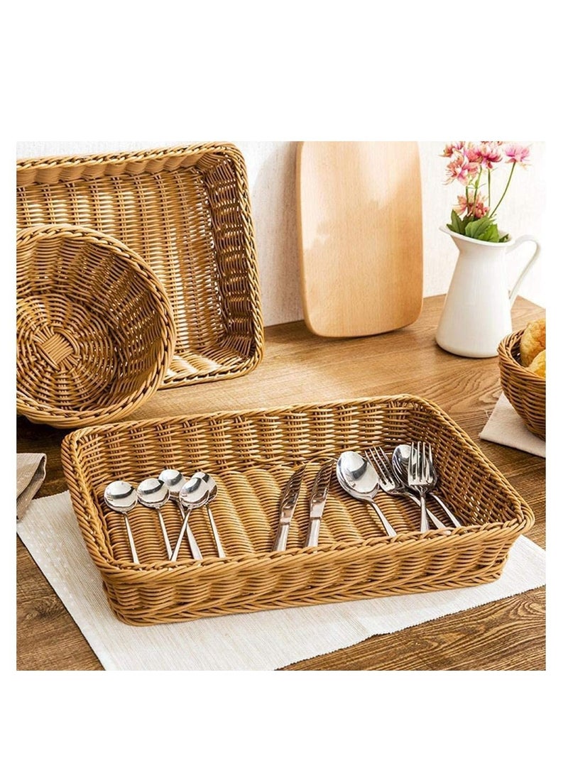 Generic FFD Wicker Bread Basket Handmade Woven Basket Tabletop Display Organizer Serving Baskets for Home Restaurant Hotel Food Fruit Vegetables Snacks Storage  - Image 3