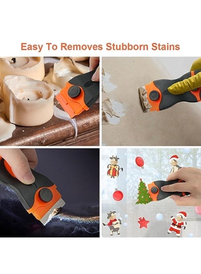 LuckyNov 2-in-1 Multipurpose Scraper Tool with 10 Metal Blades and 10 Plastic Blades Heavy Duty Cleaning Razor Scraper for Decals Stickers Labels Caulk Adhesive Paint Removal Home and Outdoor Use - Image 2
