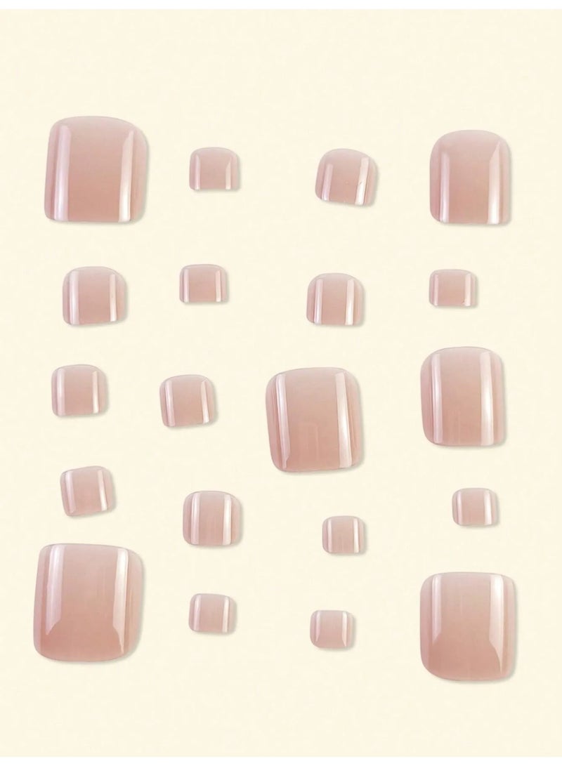 اظافر قدم تركيب مزيفه بتصميم مربع  24  ظفر مع صمغ ومبرد - Image 2