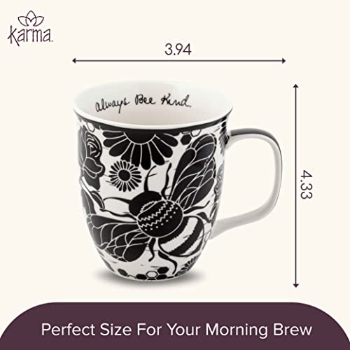Karma Gifts 16 oz Black and White Boho Mug Bee - Cute Coffee and Tea Mug - Ceramic Coffee Mugs for Women and Men, 1 Count (Pack of 1) - Image 5