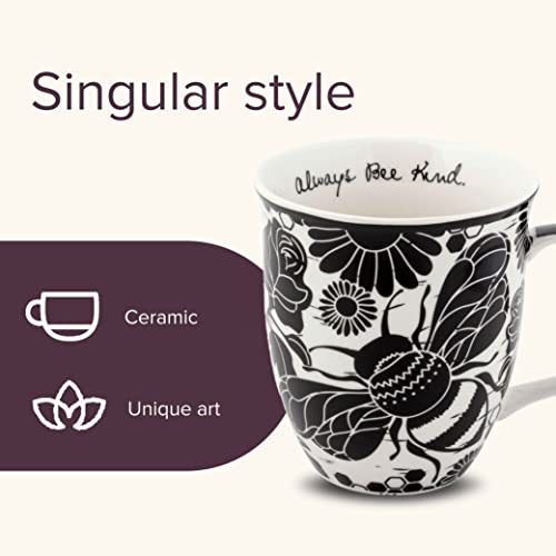 Karma Gifts 16 oz Black and White Boho Mug Bee - Cute Coffee and Tea Mug - Ceramic Coffee Mugs for Women and Men, 1 Count (Pack of 1) - Image 3