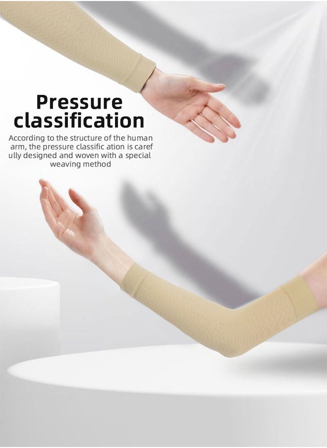 Generic - 1 Pair Of Slim Fit Sleeves Arm Elastic Compression Arm Shaper Sports Arm Shaper Women's 3D Shaping Arm knitted Arm Sleeves Ribbed Elastic Contraction Auxiliary Compression Arm Sleeves Slim And Thin Arm Sleeves - Image 1