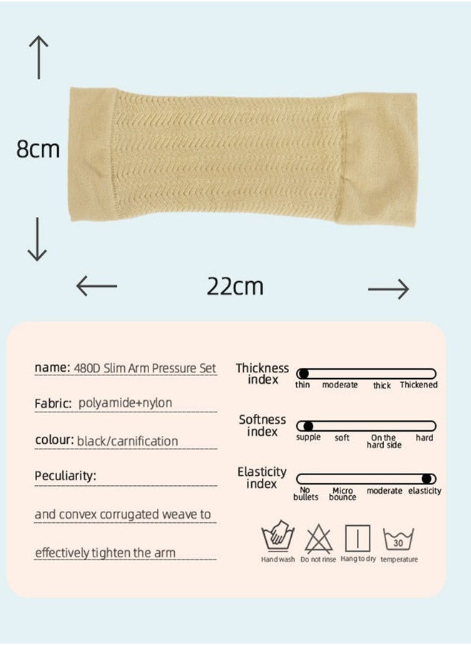 Generic - 1 Pair Of Slim Fit Sleeves Arm Elastic Compression Arm Shaper Sports Arm Shaper Women's 3D Shaping Arm knitted Arm Sleeves Ribbed Elastic Contraction Auxiliary Compression Arm Sleeves Slim And Thin Arm Sleeves - Image 1