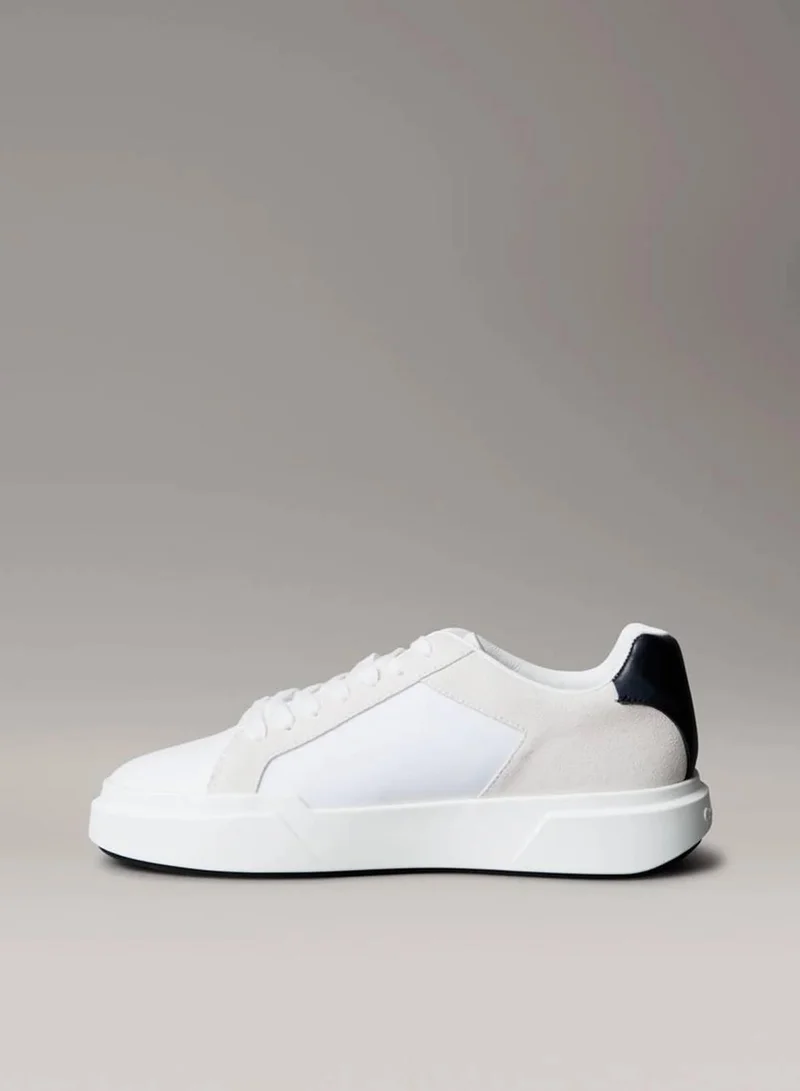 Calvin Klein Jeans Bright White/Black Leather Durable Traction NYC Trainers for Men | Best Price UAE