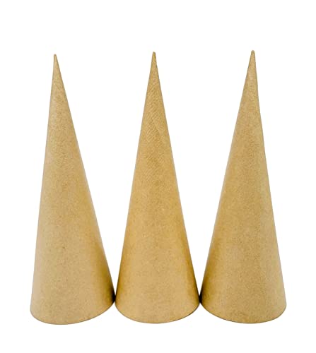 AllStellar Paper Mache Cones Open Bottom 13.75x5 in. Set of 3 (Large) - For DIY Art Projects, Crafts and Decorations! - Image 1